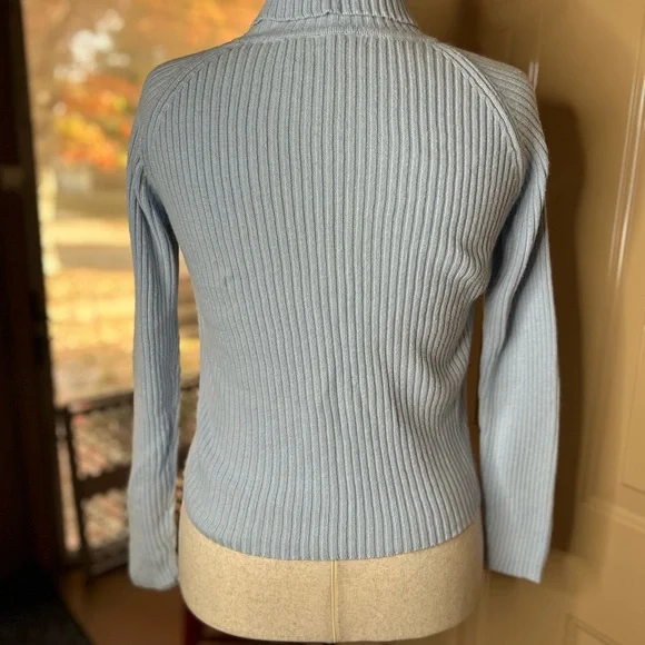Sky Blue Women's Turtleneck Sweater - Picture 3 of 4